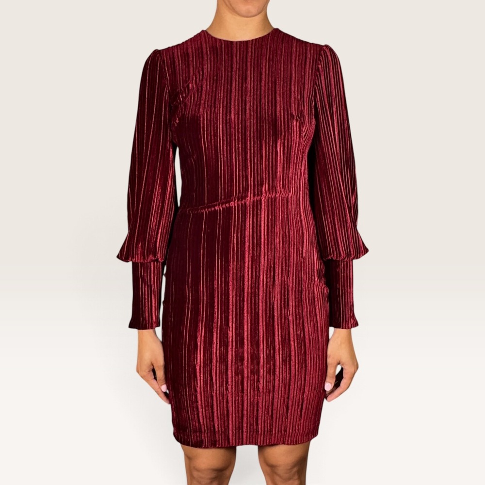 Black Halo Loxlee Velvet Sheath Mini Dress Metallic Burgundy US 6 Holiday NWOT